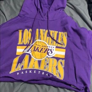 lakers swearshirt crop top